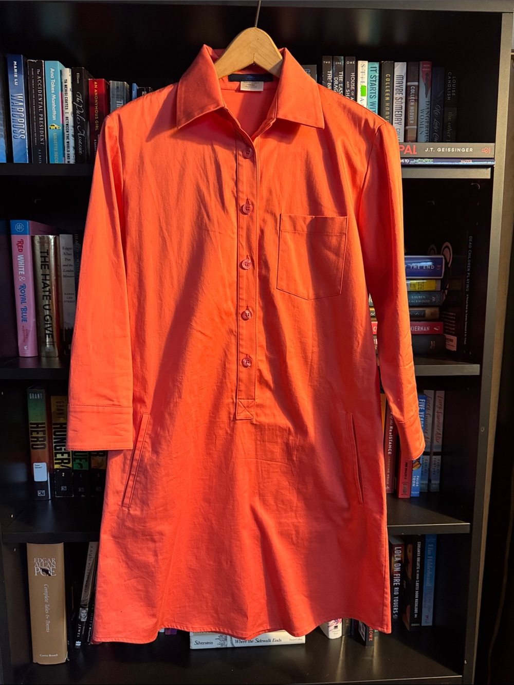 Coral , Blue Les Copains pocketed Buttondown Dress